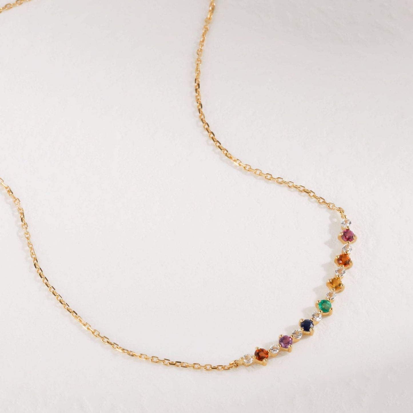 10K Gold Multi-Gemstone Tribal Necklace for Women