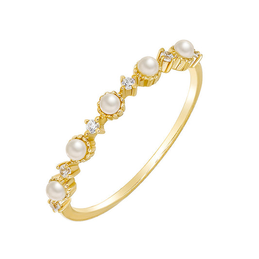 9K Gold Ring ,Simple Elegant Natural Pearl Design, Delicate and Refined, Perfect for Daily Wear or Special Occasions, Jewelry for Women