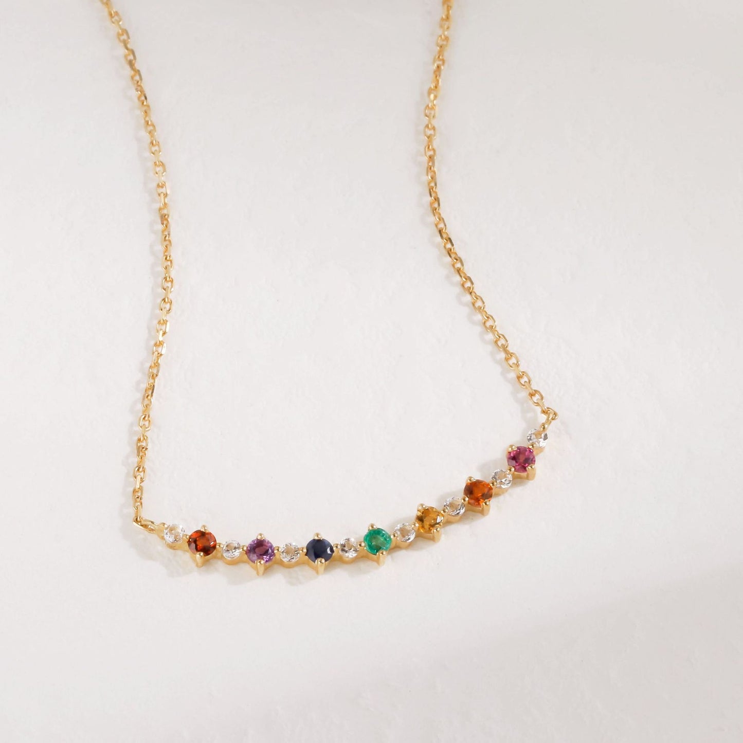 10K Gold Multi-Gemstone Tribal Necklace for Women