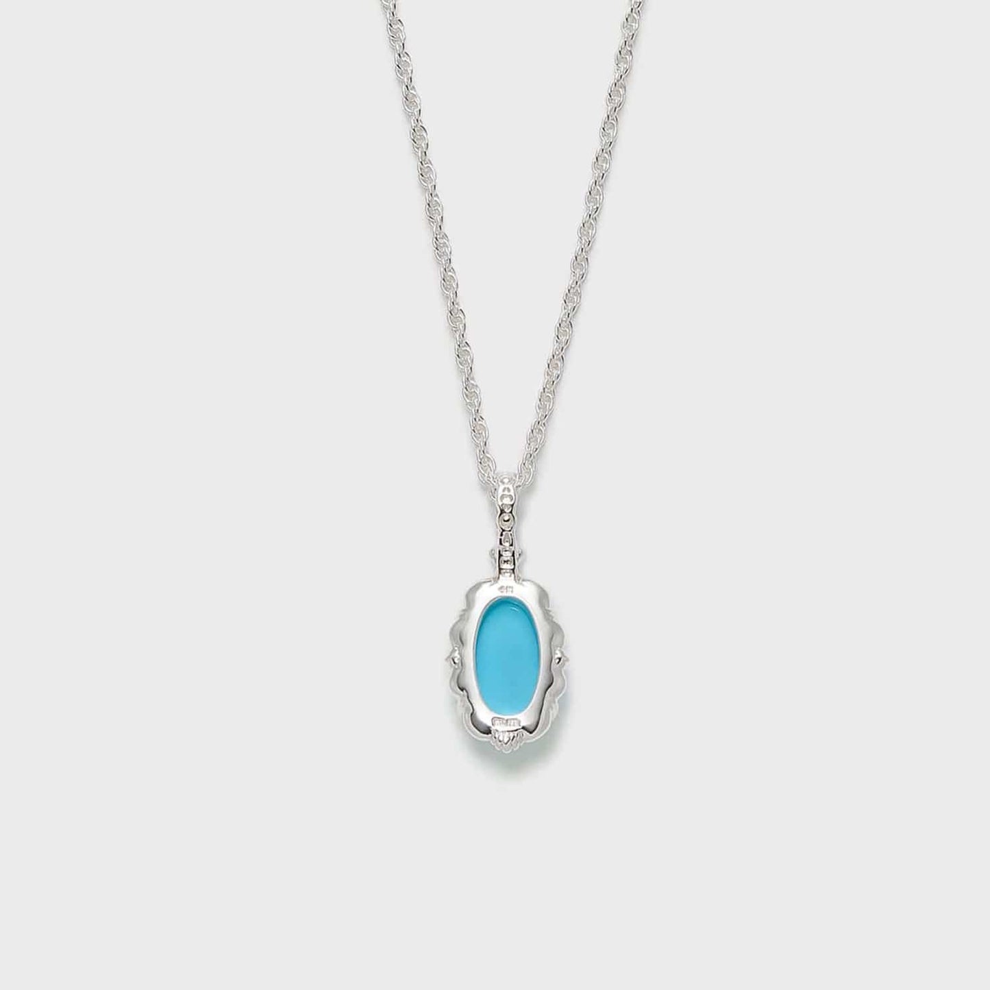 9K Vintage Oval Synthetic Turquoise Necklace | Retro-Inspired Elegant Pendant, Timeless & Unique Statement Jewelry for Women, Perfect for Layering & Gifting