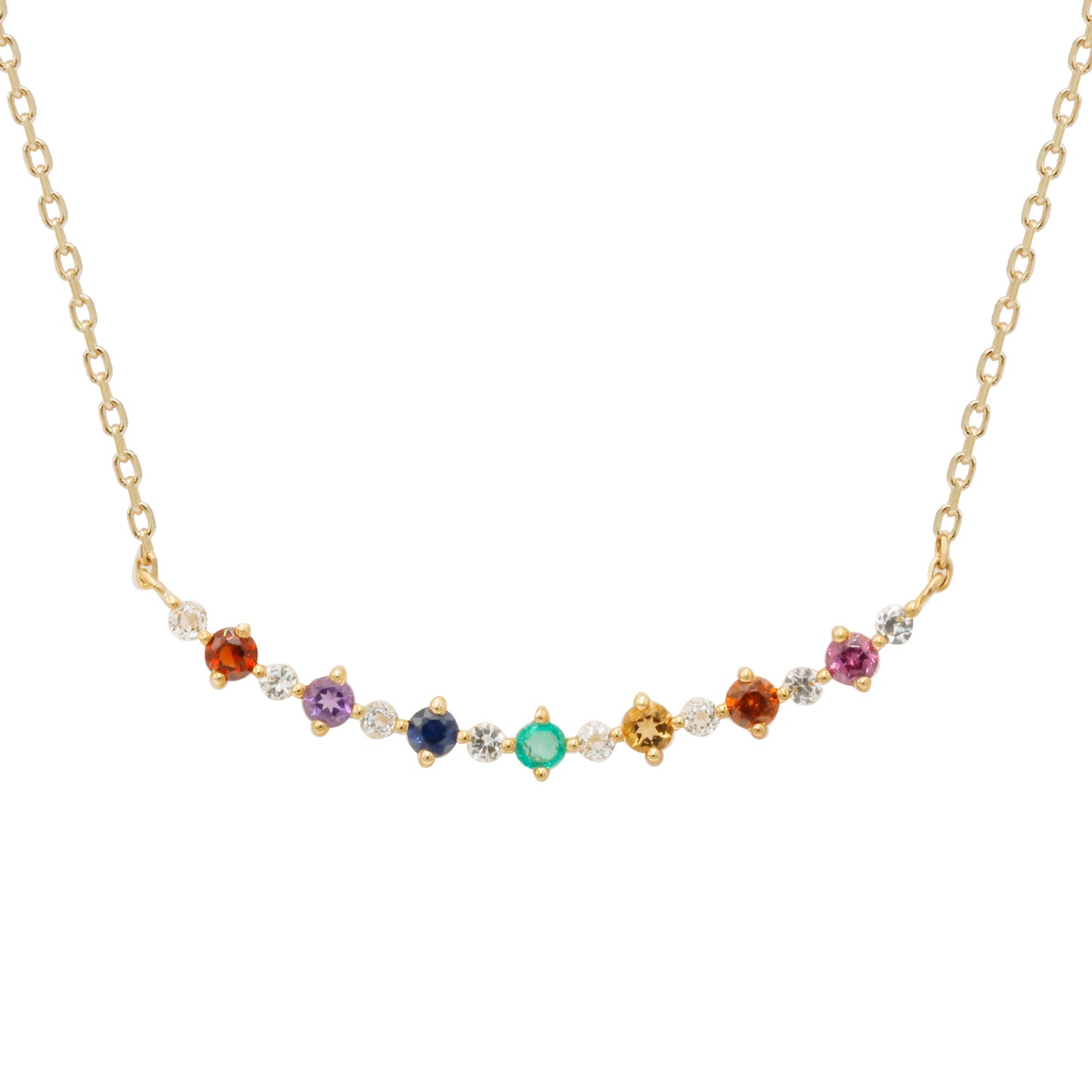 10K Gold Multi-Gemstone Tribal Necklace for Women