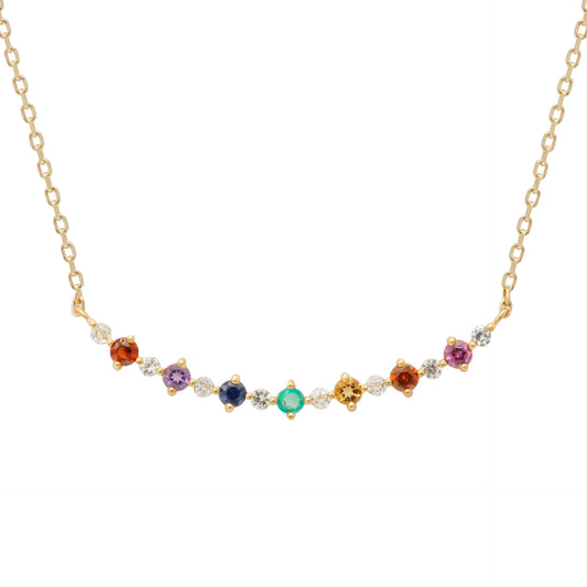 10K Gold Multi-Gemstone Tribal Necklace for Women