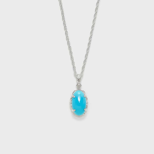 9K Vintage Oval Synthetic Turquoise Necklace | Retro-Inspired Elegant Pendant, Timeless & Unique Statement Jewelry for Women, Perfect for Layering & Gifting