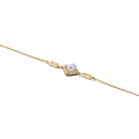 9K Gold Bracelet for Women | Elegant Blue Moonstone & Zircon Charm, Luxurious & Dainty Design, Perfect for Stacking, Daily Wear & Special Occasions