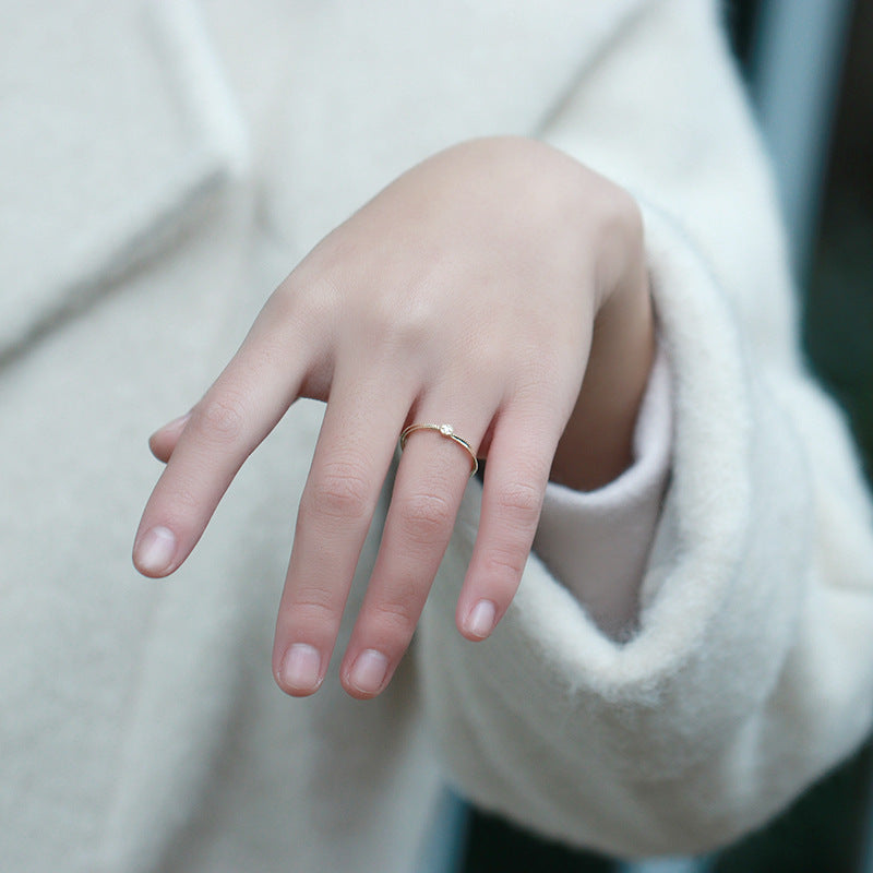 9K Gold Ring | Simple Ripple Design, Ultra-Fine & Delicate, Perfect for Daily Wear, Elegant Jewelry for Women