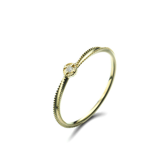 9K Gold Ring | Simple Ripple Design, Ultra-Fine & Delicate, Perfect for Daily Wear, Elegant Jewelry for Women