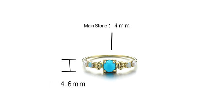 9K/14K Gold Ring | Natural Pearl, Opal & Turquoise, Bohemian Ethnic Style, Unique & Elegant Statement Jewelry for Women