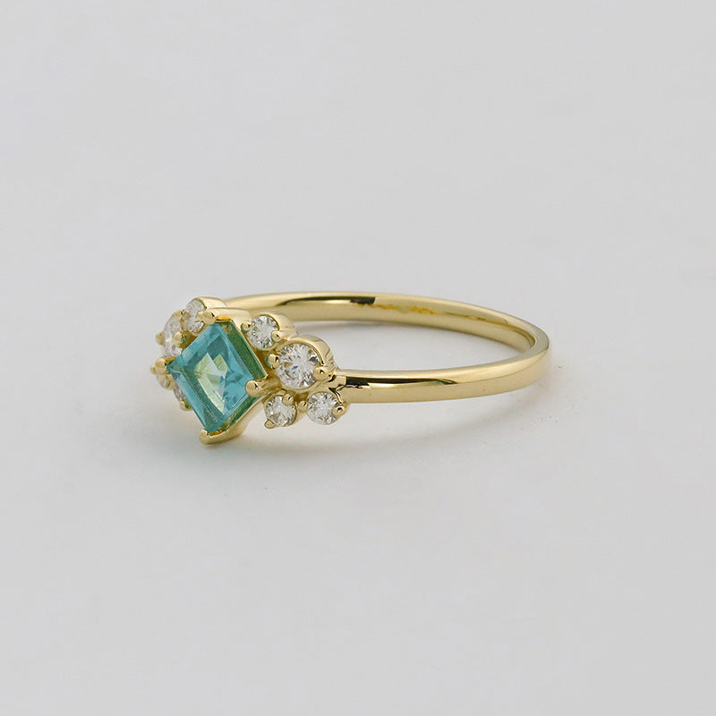 9K Gold Apatite Ring | Dainty & Elegant Minimalist Design, Vibrant Blue Gemstone, Perfect for Stacking & Everyday Wear, Unique Women's Jewelry