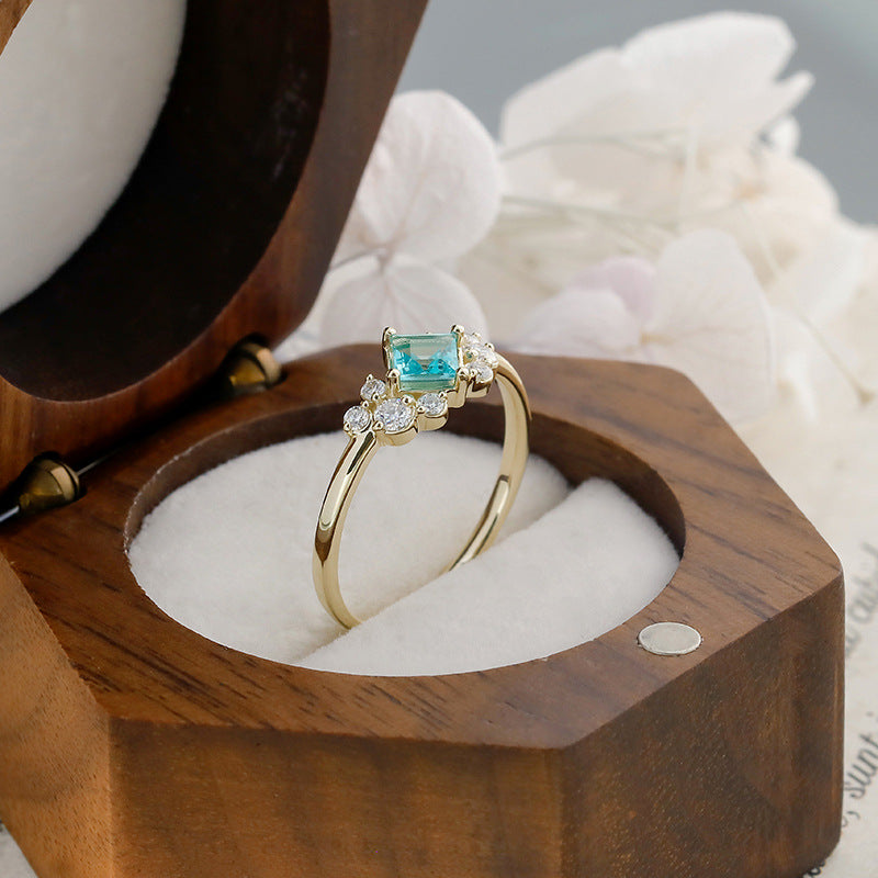 9K Gold Apatite Ring | Dainty & Elegant Minimalist Design, Vibrant Blue Gemstone, Perfect for Stacking & Everyday Wear, Unique Women's Jewelry