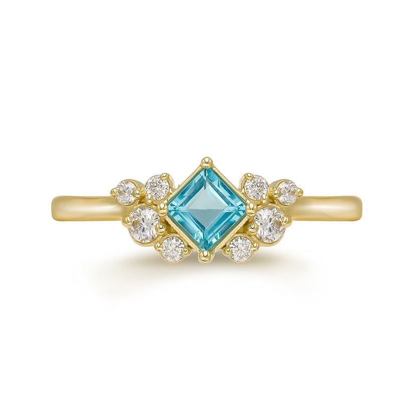 9K Gold Apatite Ring | Dainty & Elegant Minimalist Design, Vibrant Blue Gemstone, Perfect for Stacking & Everyday Wear, Unique Women's Jewelry