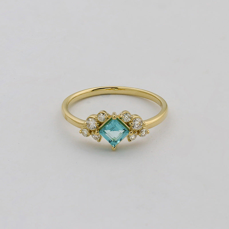 9K Gold Apatite Ring | Dainty & Elegant Minimalist Design, Vibrant Blue Gemstone, Perfect for Stacking & Everyday Wear, Unique Women's Jewelry