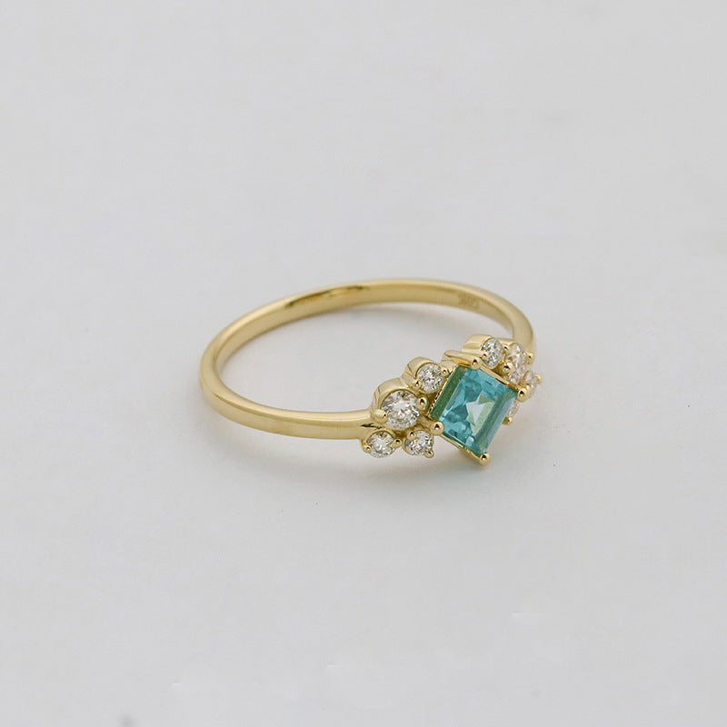 9K Gold Apatite Ring | Dainty & Elegant Minimalist Design, Vibrant Blue Gemstone, Perfect for Stacking & Everyday Wear, Unique Women's Jewelry