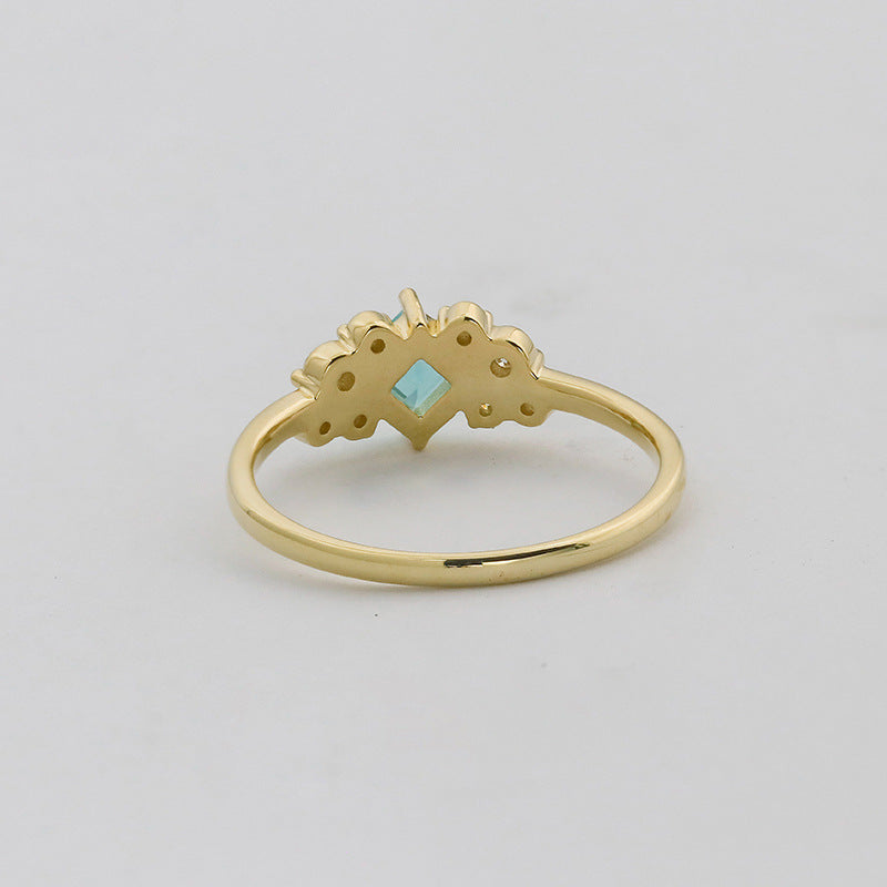 9K Gold Apatite Ring | Dainty & Elegant Minimalist Design, Vibrant Blue Gemstone, Perfect for Stacking & Everyday Wear, Unique Women's Jewelry