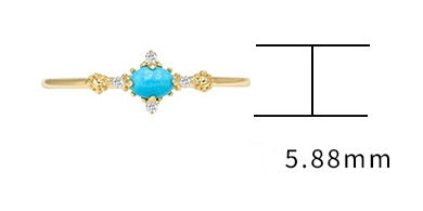 9K Gold Turquoise Ring | Simple & Retro Rococo-Inspired Geometric Design, Elegant & Timeless Jewelry for Women, Perfect for Everyday Wear and Special Occasions