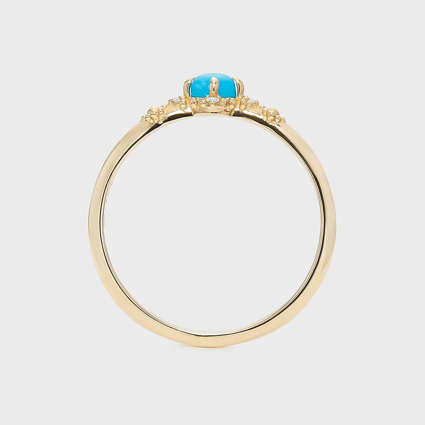 9K Gold Turquoise Ring | Simple & Retro Rococo-Inspired Geometric Design, Elegant & Timeless Jewelry for Women, Perfect for Everyday Wear and Special Occasions