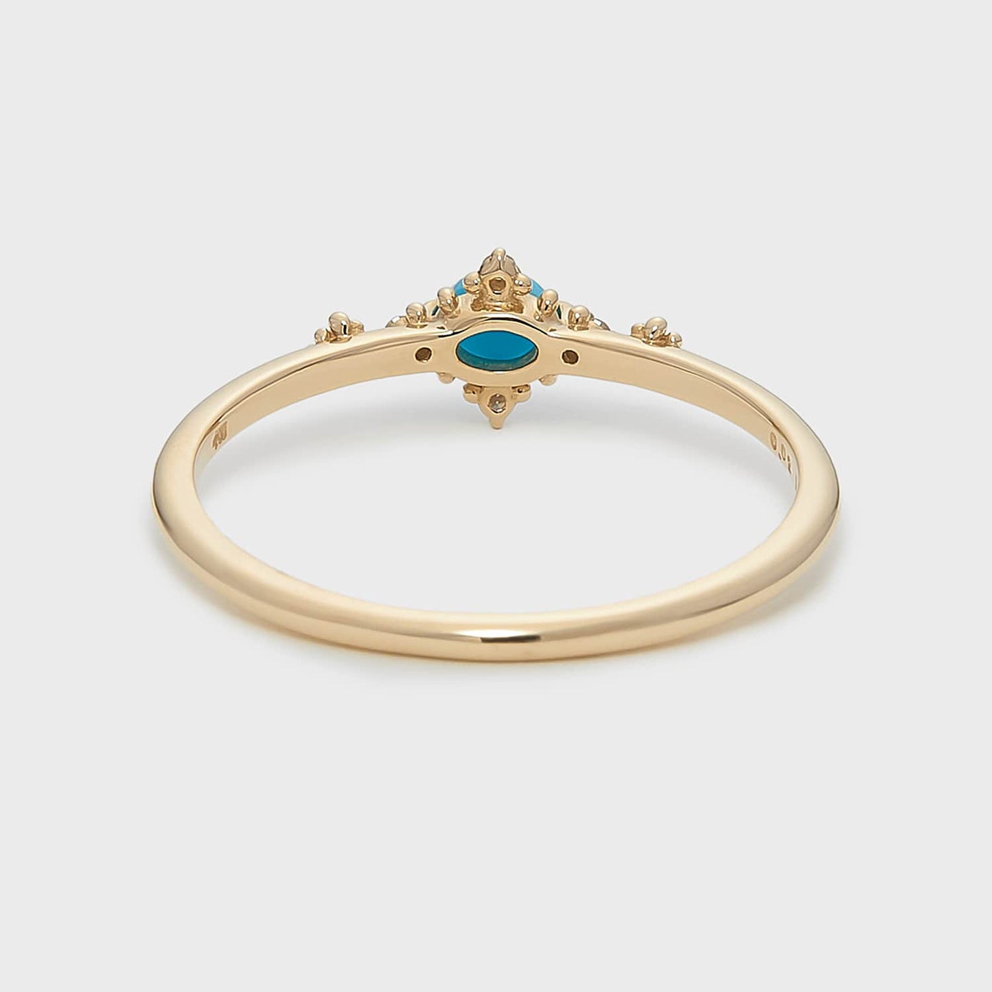 9K Gold Turquoise Ring | Simple & Retro Rococo-Inspired Geometric Design, Elegant & Timeless Jewelry for Women, Perfect for Everyday Wear and Special Occasions