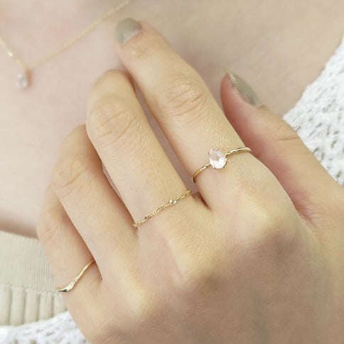 9K Gold Drop-Shaped Rose Quartz Ring | Simple & Fashionable, Minimalist Design, Perfect for Everyday Wear and Special Occasions, Elegant Jewelry for Women