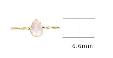 9K Gold Drop-Shaped Rose Quartz Ring | Simple & Fashionable, Minimalist Design, Perfect for Everyday Wear and Special Occasions, Elegant Jewelry for Women