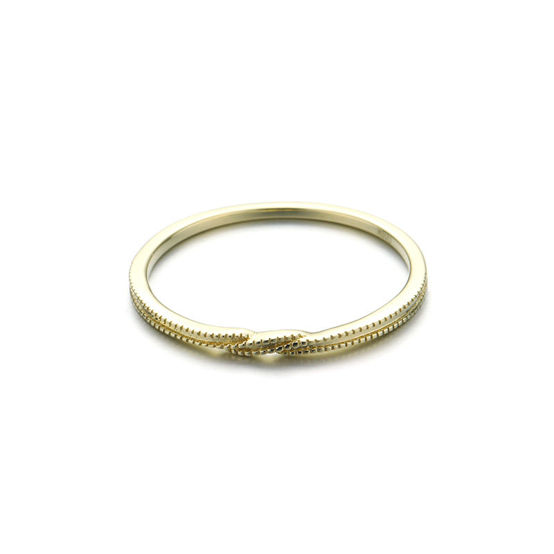 9K Gold Plain Rope Twist Ring with Beaded Edge | Elegant & Timeless Design, Perfect for Everyday Wear, Classic Jewelry for Women