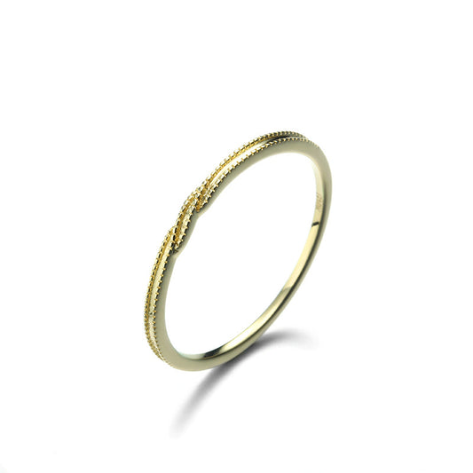 9K Gold Plain Rope Twist Ring with Beaded Edge | Elegant & Timeless Design, Perfect for Everyday Wear, Classic Jewelry for Women