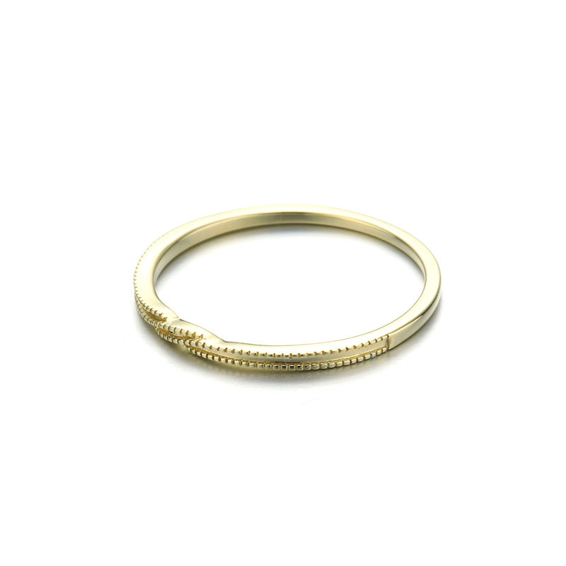 9K Gold Plain Rope Twist Ring with Beaded Edge | Elegant & Timeless Design, Perfect for Everyday Wear, Classic Jewelry for Women