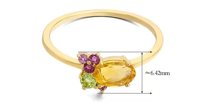 9K Gold Natural Crystal Ring