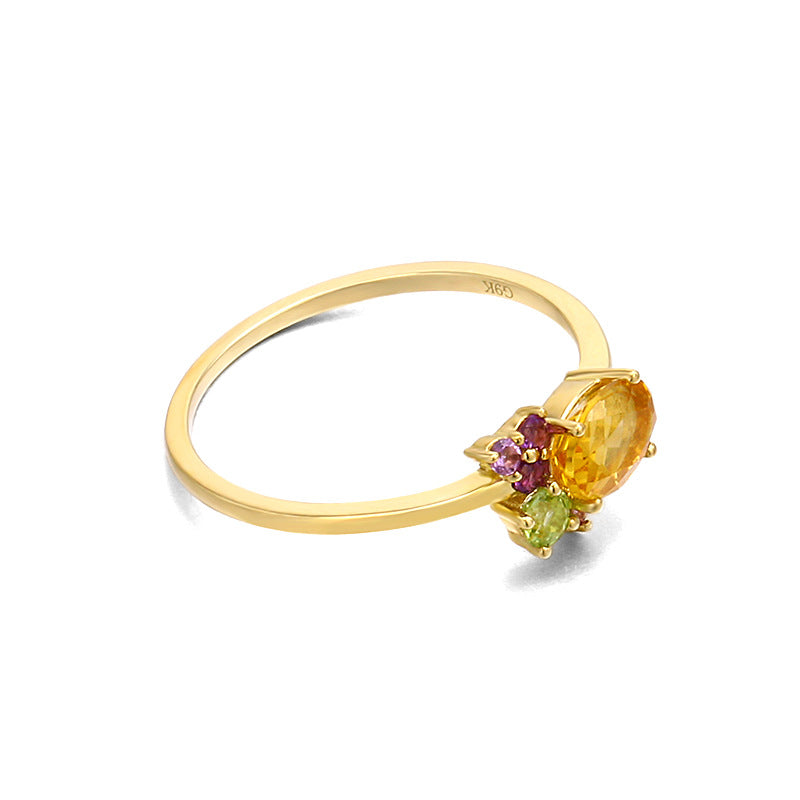 9K Gold Natural Crystal Ring