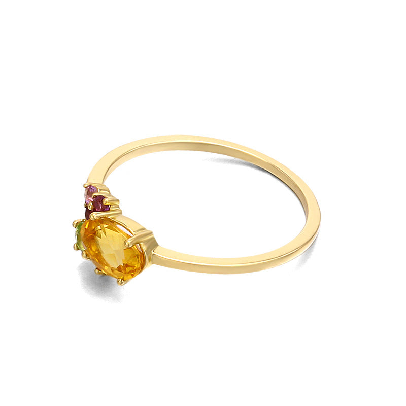 9K Gold Natural Crystal Ring