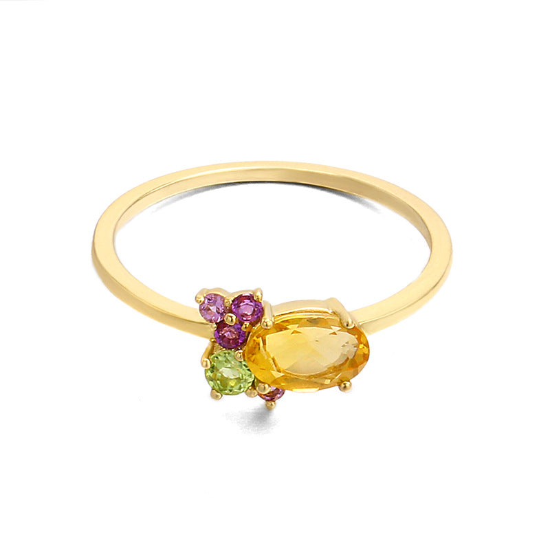 9K Gold Natural Crystal Ring