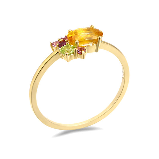 9K Gold Natural Crystal Ring