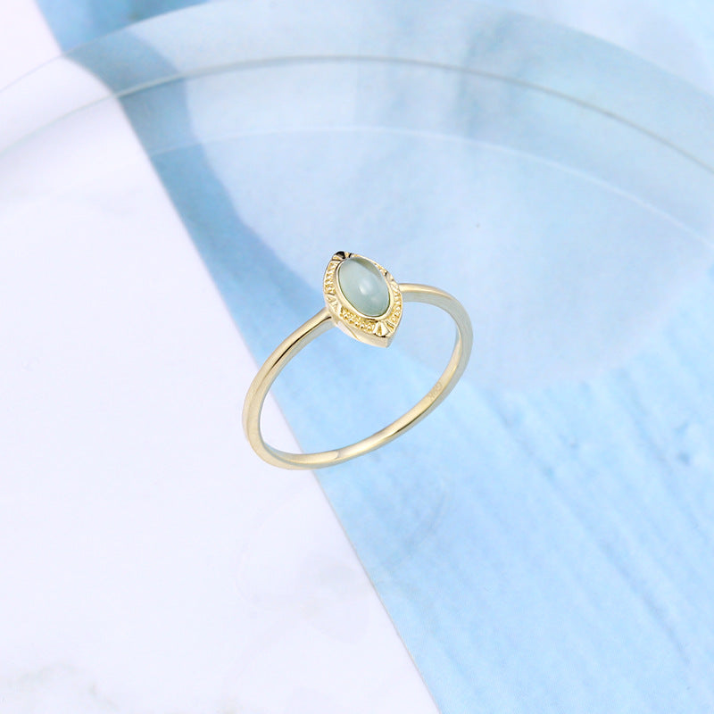 9K Gold Vintage Engraved Blue Topaz Ring