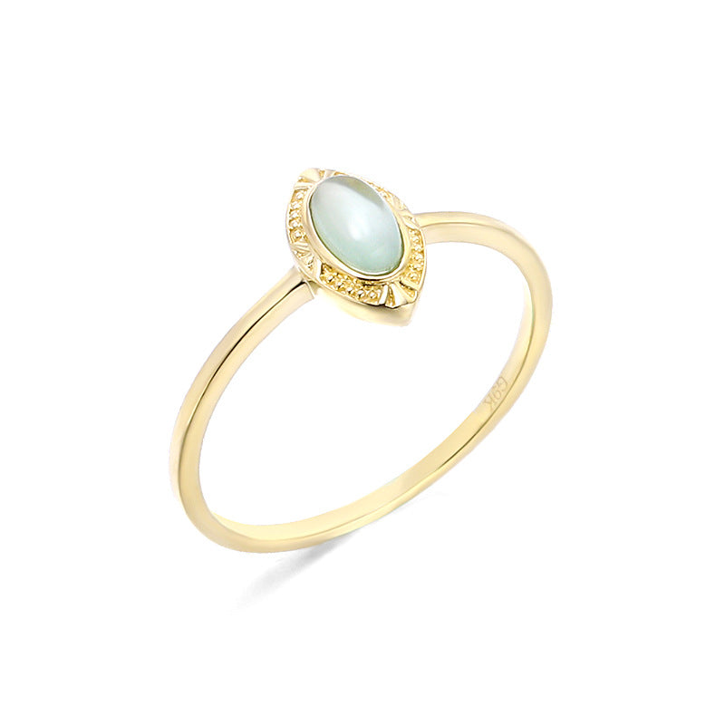 9K Gold Vintage Engraved Blue Topaz Ring