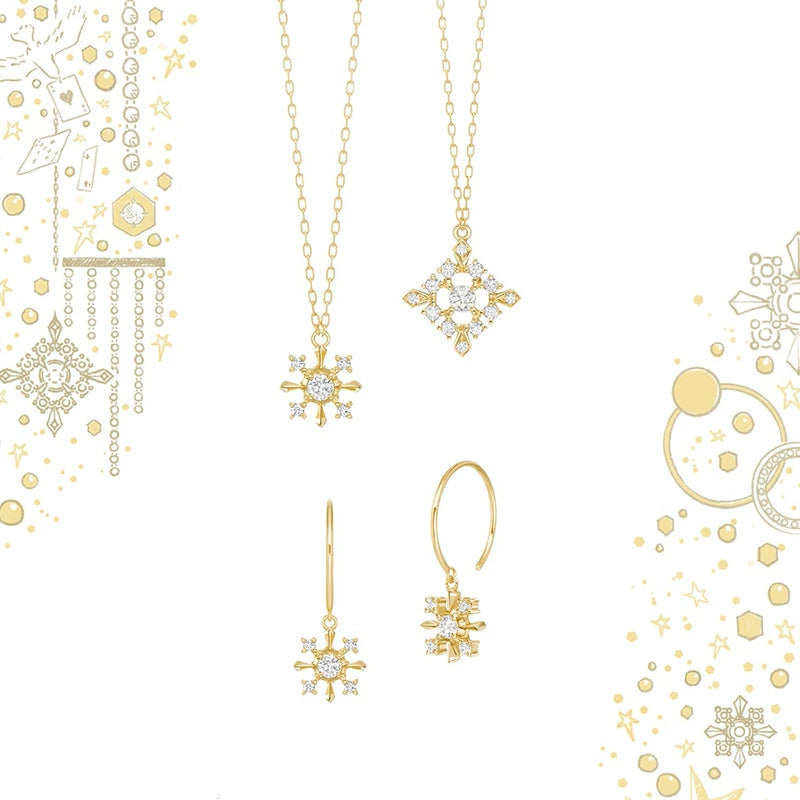 10K Gold Snowflake Necklace with Moissanite