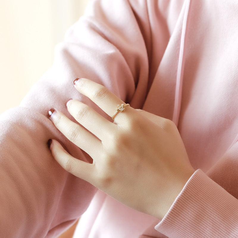 9K Gold Ring | Heart-Shaped Moonstone with Crown Design, Elegant & Timeless Jewelry, Perfect for Women’s Special Occasions, Ideal Gift