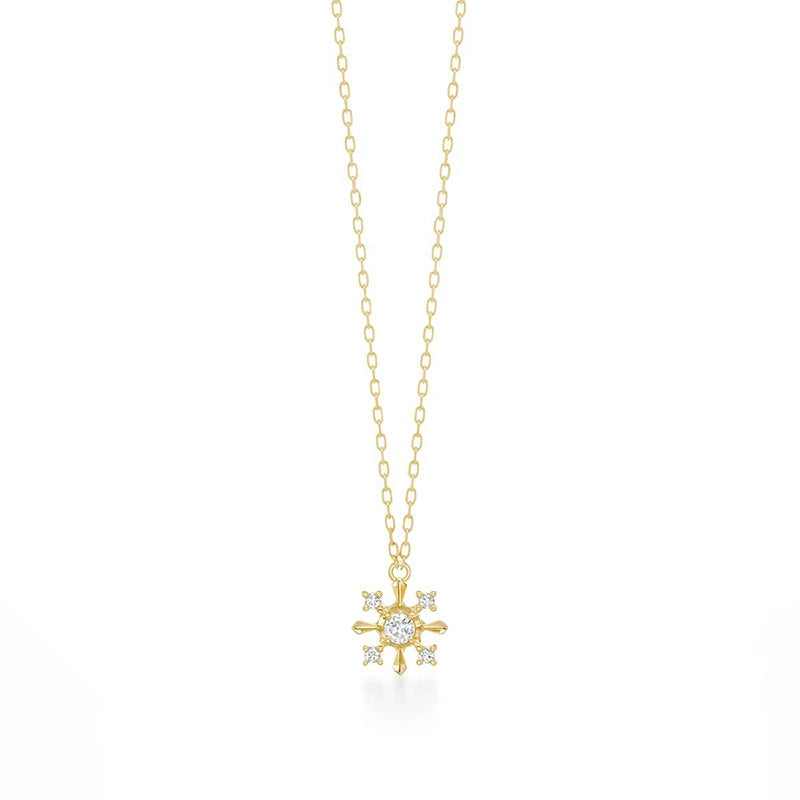 10K Gold Snowflake Necklace with Moissanite