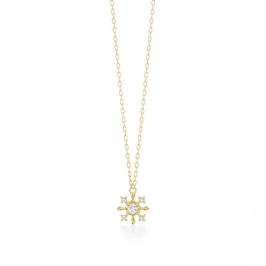 10K Gold Snowflake Necklace with Moissanite