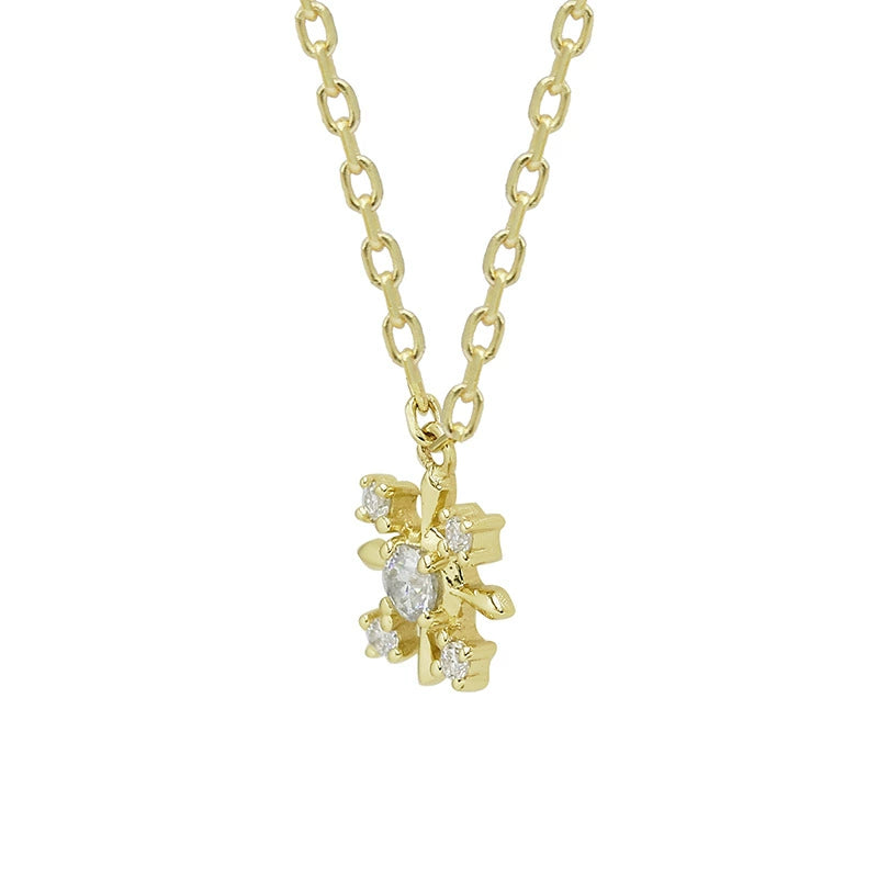 10K Gold Snowflake Necklace with Moissanite