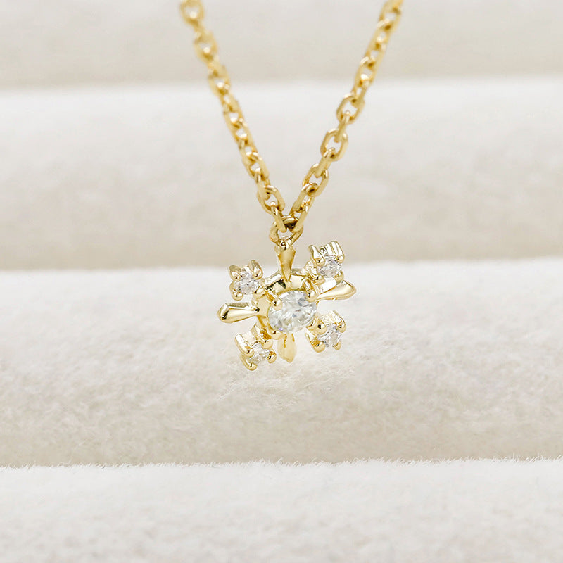 10K Gold Snowflake Necklace with Moissanite