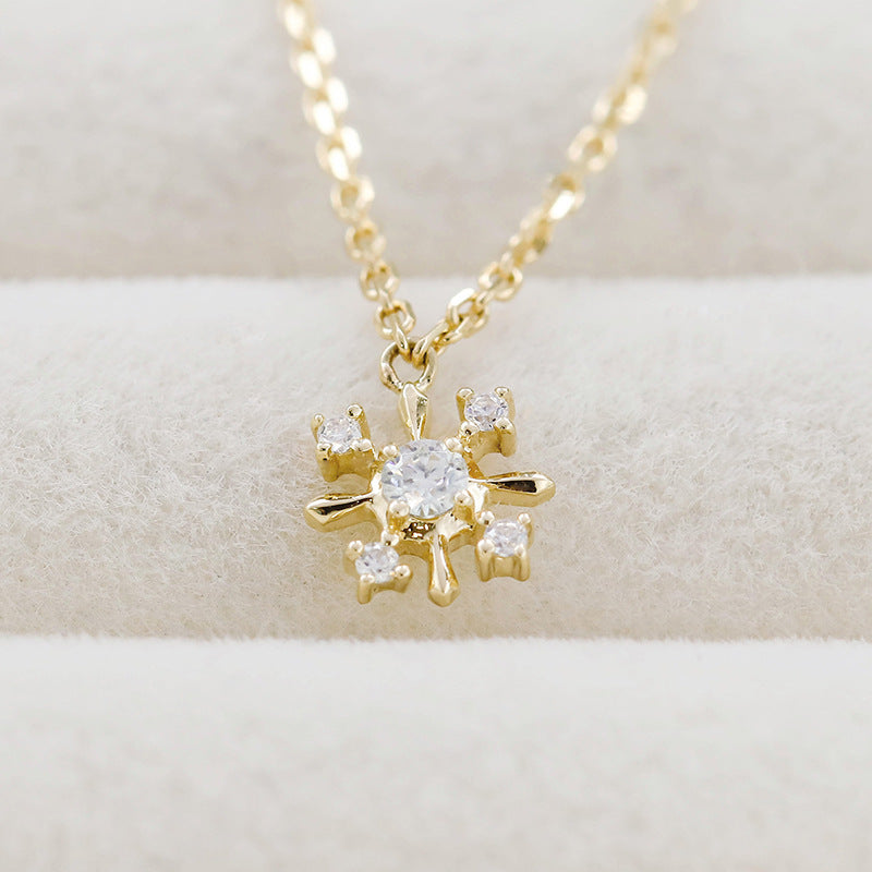 10K Gold Snowflake Necklace with Moissanite