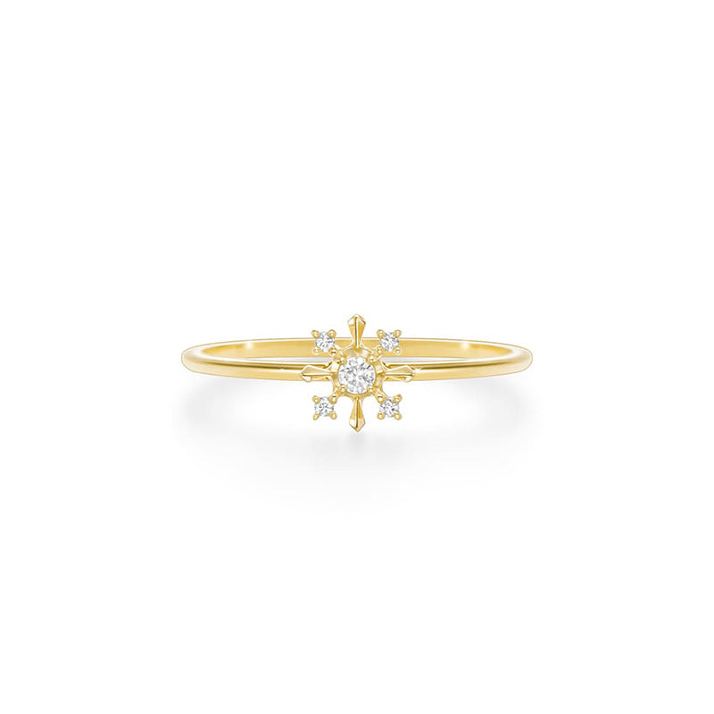 10K Gold Vintage Snowflake Ring with Moissanite – Hypoallergenic Jewelry for Women, Elegant Dainty Gift for Her