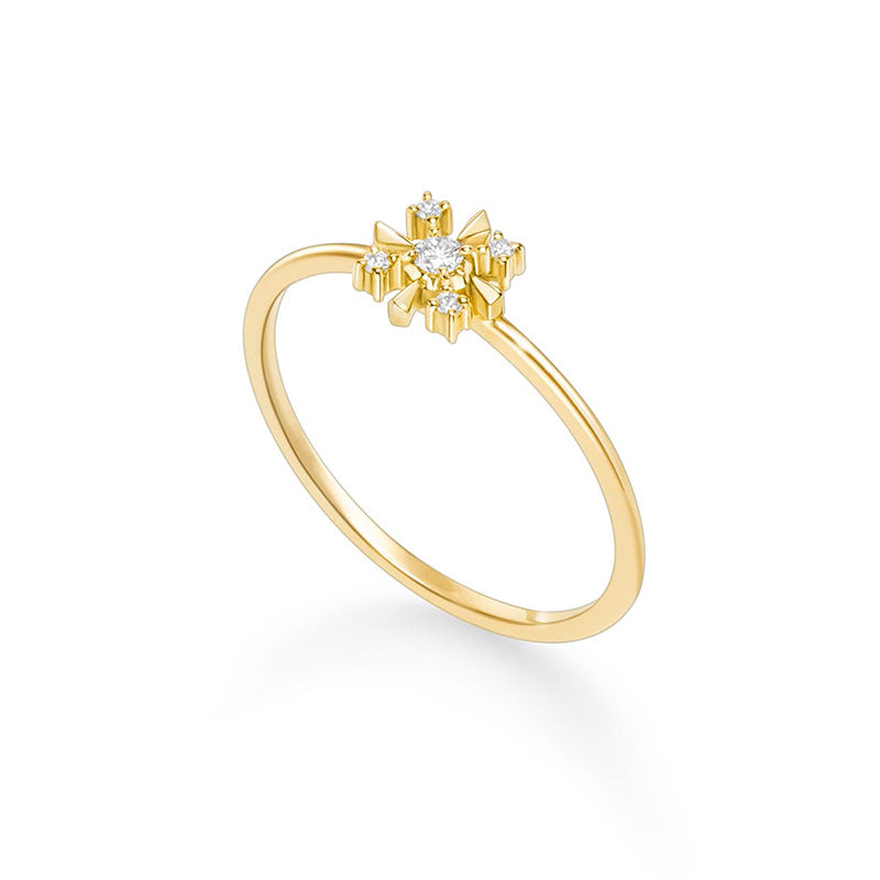 10K Gold Vintage Snowflake Ring with Moissanite – Hypoallergenic Jewelry for Women, Elegant Dainty Gift for Her