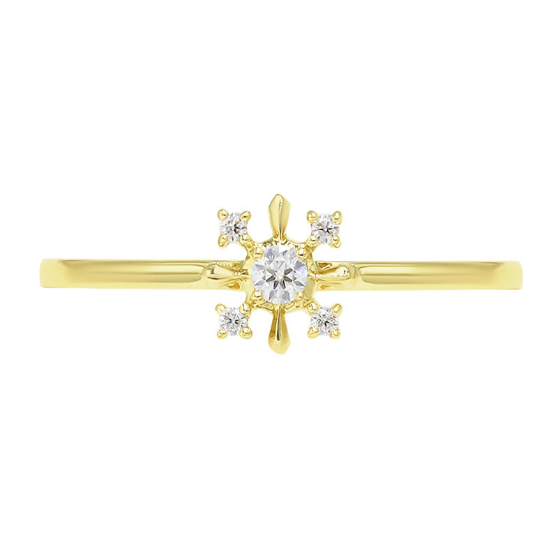 10K Gold Vintage Snowflake Ring with Moissanite – Hypoallergenic Jewelry for Women, Elegant Dainty Gift for Her