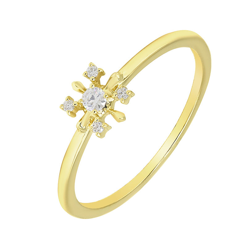 10K Gold Vintage Snowflake Ring with Moissanite – Hypoallergenic Jewelry for Women, Elegant Dainty Gift for Her