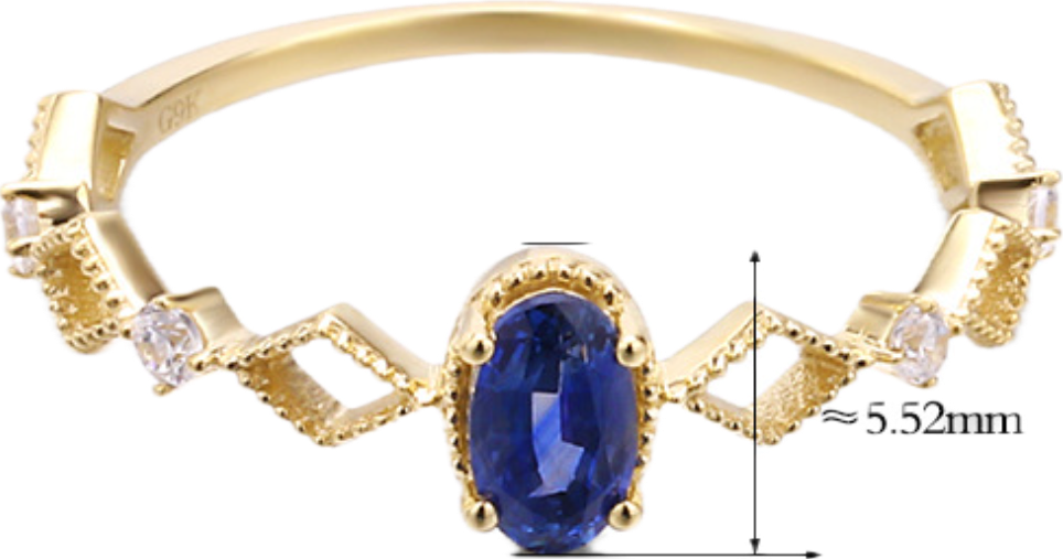 9K Sapphire Ring Minimalist Diamond-Shaped Lace Design