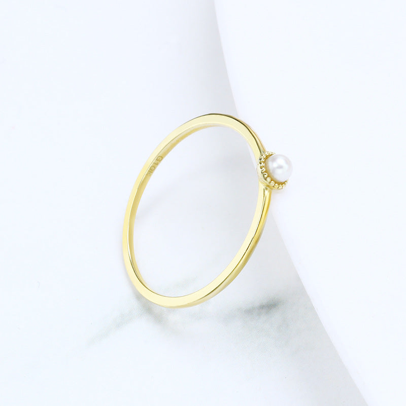 9K Gold Freshwater Pearl Stacking Ring