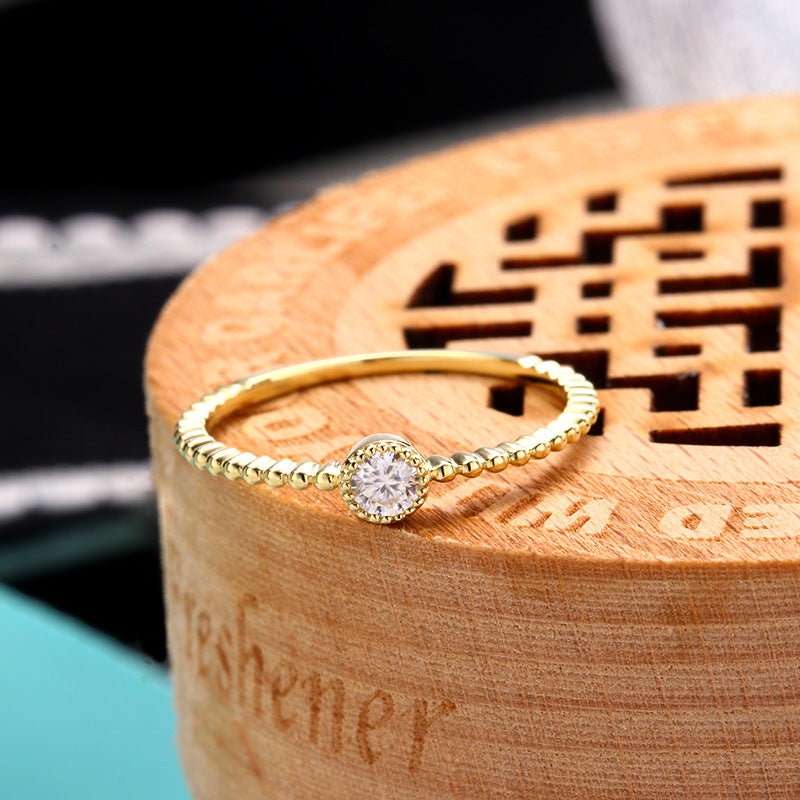 9K Gold Ring Simple & Delicate Moissanite Bezel Ring ,Perfect for Valentine's Day Proposal or Wedding Gift, Elegant Jewelry for Women