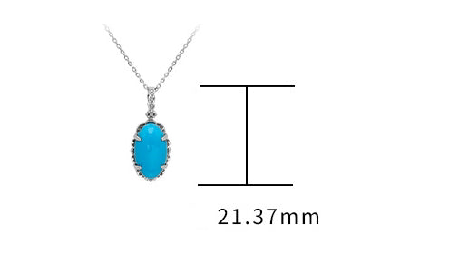 9K Vintage Oval Synthetic Turquoise Necklace | Retro-Inspired Elegant Pendant, Timeless & Unique Statement Jewelry for Women, Perfect for Layering & Gifting